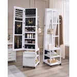 Armoire bijoux avec barre lumineuse,miroir sur pied,miroir mobile