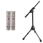 Behringer C-2 2 Matched Studio Condenser Microphones & Pulse PLS00042 Stand for Microphone, Black