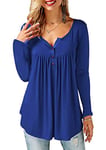 Beluring Ladies Tunic Tops Long Sleeve Tshirts Women Plain Blouse Blue Size 8 10