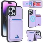 Zouzt for iPhone 14 Pro Max Wallet Case Compatible with MagSafe, iPhone 14 Pro Max Card Holder Case 14ProMax Case with Card Slot 14ProMax Magnetic Car Kickstand Cover for 6.7" - Purple