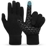 BoloShine Gants Hiver pour Hommes Femmes Gants Chauffants Tactiles Mitaines Antidérapant Élastiques Extérieur Cadeau de Noël pour Sport Travail Moto Ski Velo Conduite (Noir)