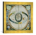 'Encadré Image de Andreas Cellarius "Map showing Brahe (S Système of Tycho Bâche militaire Orbits Around The Earth, from' The Celestial Atlas, or The Harmony of the Universe, d'art dans le cadre de haute qualité Photos fait main, 40 x 30 cm, Doré Raya