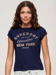 Superdry Workwear Cotton Cap Sleeve T-Shirt, Deep Blue