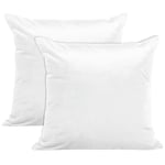 Encasa Lot de 2 housses de coussin carrées décoratives en velours pour Noël, Nouvel An, 40 x 40 cm, blanc uni, doux et lisse, lavable, pour canapé, chaise, lit