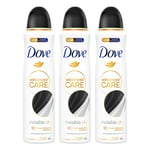 Dove Womens Anti-Perspirant Advanced Care Invisible Dry 72H Deodorant for Women, 150ml,3 Pack - Violet - One Size