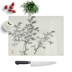 Bamboo Cane by Kono Bairei Toughened Glass Chopping Board Kitchen Worktop Saver Non-Slip, 39 x 28.5 cm