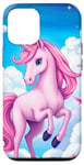 iPhone 12/12 Pro Pink Unicorn with Clouds and a Bright Rainbow Case