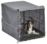 New World B30DD-KIT Kit cage pour chien à double porte ; Kit cage pour chien comprenant une cage à deux portes, un lit pour chien gris assorti et une housse de cage grise, 76,2 cm