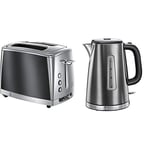 Russell Hobbs 23221 Luna Two Slice Toaster, 1500 W, Grey with Kettle