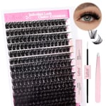 Fadlash Individual Eyelashes Cluster Lashes Kit 0.07 D Curl 12-18mm 100D Diy Lash Extension Kit Fluffy Cluster Lashes With Lash Bond And Seal,Tweezers Light Fluffy Diy At Home