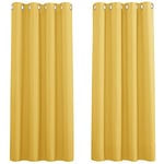 PONY DANCE Blackout Curtain 2 Panels - Yellow Curtain for Kids Nursery Room Sun Blocking Privacy Screen Window Covering for Bedroom, Bathroom, W 46 inch x D 54 inch, Sunny Yellow