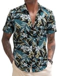 COOFANDY Chemise A Fleurs Homme Chemise Homme Ete Leger Chemise Lin Homme Chemise Fleurie Homme Chemises Hawaiennes PAT14 M