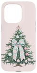 iPhone 15 Pro Coquette Green Bow Christmas Tree Soft Pink Cute Xmas Case