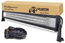 Willpower Bar a LED, 42'' 540W Triple rangée Faisceau combiné Barre de LED avec 12V Faisceau de câblage kit Rampe LED Phare LED Projecteur LED pour Offroad Véhicules Voiture camions ATV