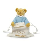 Trousselier - Doudou Bebe Ours Nid d'ange avec Hochet - Ours en Peluche Coton Bio Bleu Ciel - Cadeau Naissance Nouveau Né Garçon Fille - Nounours 20 cm - Doudou Naissance Bébé Mixte