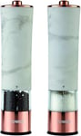 Tower T847005WR Marble Rose Gold Electric Salt and Pepper Mill with 