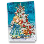 Ideen mit Herz Carte de vœux à peinture diamant - Édition strass - DIN B6 - 370 g/m² - Avec pierres, enveloppe et outils - Ange avec sapin de Noël