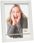 Deknudt Frames S43VF1-15.0X15.0 Cadre Photo Bois Blanc avec Filet de Petites Boules Argenté 15 x 15 cm