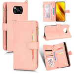 Yhteensopiva Xiaomi Poco X3/ X3 Nfc Flip Case Pu Nahka Magneettinen Card Slots Strap Käsilaukun kanssa