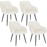 WOLTU Chaises Salle à Manger Lot de 4, Fauteuil Salon, Chaise Scandinave, Chaise de Cuisine en Velours, Assis Rembourré avec Accoudoirs et Dossier, Pieds en Métal, Blanc, BH352cm-4