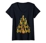 Womens Bengal Cat Xmas Decoration Santa Bengal Cat Christmas Tree V-Neck T-Shirt