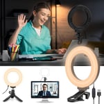 Lumiere Telephone Selfie 72 LED, 6"" Lampe Selfie avec Clip et Trépied 3 Couleurs de Lumière+Luminosité 10-Niveaux de Lumière Vidéo pour Tiktok Zoom Youtube