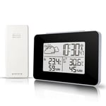 L&h-cfcahl - Thermomètre Réveil sans fil pour l'extérieur Salon Chambre à coucher Cuisine noir 1pcs Fonction de prévision météorologique