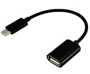 USB-C OTG adapter - USB-C han / USB-A 3.0 hun - Sort