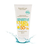 Jean & Len Sensitiv Crème solaire 50+ SPF résistant à l'eau, pour peaux sensibles, protection solaire sans silicones, nanoparticules, octocrylène, microplastiques, parfums & colorants, végan, 50 ml