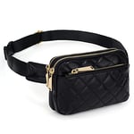 UTO Sac Banane Femme Homme Fanny Pack Ceinture Imperméable Synthétique Mode Léger Sac de Taille avec 3 Poches zippées Nylon Noir Diamand