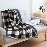 Ukeler Couverture à Carreaux de Buffle/Plaid pour canapé – Jeté de lit Ultra Doux en Flanelle Polaire Sherpa pour Enfants et Adultes – 152,4 x 127 cm