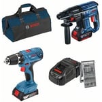 Kit Bosch Pro Perceuse-visseuse GSR 18V-21 + Perforateur GBH 18V-21 + 1 batterie 2Ah + 1 batterie 4Ah + chargeur GAL 1880 + Access