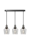 Brooklyn Tinted Glass Schoolhouse 3 Wire Oval Cluster Lights, 5.5 inch, Smoke Grey, Pewter holder