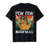 Yorkshire Terrier Pew Pew Dog Vintage Retro Sunset Dog T-Shirt