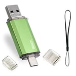 Clé USB 128 Go 2 en 1 USB C Flash Drive 128 Go OTG Type C USB 2.0 Type C Memory Stick 128 GB pour OTG Android Appareils TéLévision (Vert)