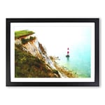 Big Box Art Lighthouse by The Coast Painting Framed Wall Art Picture Print Ready to Hang, Black A2 (62 x 45 cm)