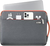 Housse Ordinateur Portable 15.6 16 Pouces (37×25,5×2,5Cm) Pochette Ordinateur, Housse Pc Avec Poignée Pour Macbook Pro 16 Acer Conceptd 16 Lenovo 16 Inspiron 16 Ideapad 15.6, Gris Foncé