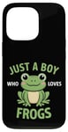 Coque pour iPhone 13 Pro Juste un garçon qui aime les grenouilles, de jolis garçons illustrés de grenouilles