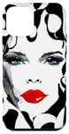 Coque pour iPhone 12 mini Noir et blanc, femme, joli visage, art abstrait