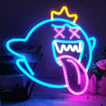 King Boo Neon-skylt, Spöke LED Neonljus med Dimbar Strömbrytare, Spel Neon-skylt