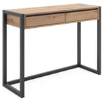 Table console meuble d'entrée couloir chambre avec 2 tiroirs style industriel 100x75x35cm