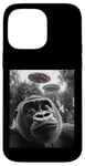 Coque pour iPhone 14 Pro Max Gorilla Selfie avec Alien OVNI pour hommes, femmes, garçons, filles, enfants