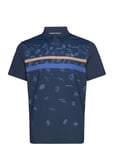 Original Penguin Golf Got Game Engineered Stripe Novelty Print Polo Marinblå