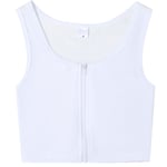 Binders för Kvinnor Stark Elastisk Band Tank Top Shapewear Andningsbara Toppar för Tomboy Trans Lesbisk White