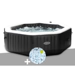 Spa gonflable Intex PureSpa Carbone octogonal Bulles et Jets 6 places + 5 kg de sel Noir