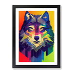 Futuristic Wolf No.2 Framed Print for Living Room Bedroom Home Office Décor, Wall Art Picture Ready to Hang, Black A2 Frame (62 x 45 cm)