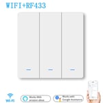 WiFi RF433 3Gang bouton poussoir interrupteur mural EU AC 100V-240V interrupteur intelligent Compatible avec contr?le Alexa Google Home