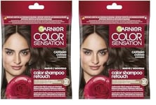 Garnier Color Shampoo Retouch Coloration Permanente Châtain - 100% Couverture Cheveux Blancs - Dure Jusqu'à 4 Semaines (Lot de 2)