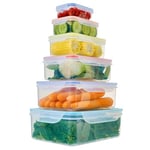 Premier Housewares Rectangular Food Storage Containers with Lids, Set of 6, W21cm x D28cm x H10cm