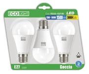 LAMPADINA ECOLIGHT LED A+ E27 GO15W C. CONF. 3 PEZZI